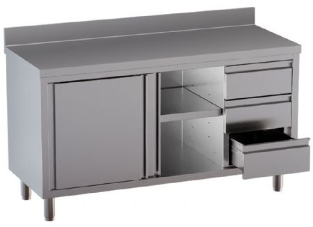 Table armoire 2 portes coulissantes, 3 tiroirs avec dosseret arrière - Diamond - TA167CDD-SA3