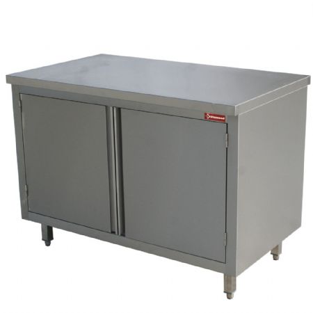 Meuble Bas de Rangement Inox Table sur armoire avec 2 portes battantes - Diamond - TA87/B Meuble Bas de Rangement Inox Table sur armoire avec 2 portes battantes - Diamond - TA87/B