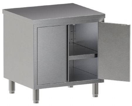 Meuble bas inox professionnel sans dosseret et tablette intermédiaire réglable - Diamond - TA87-SA3