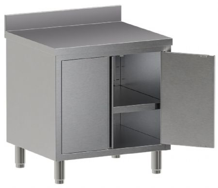 Meuble bas professionnel avec dosseret arrière en inox à double paroi - Diamond - TA87D-SA4