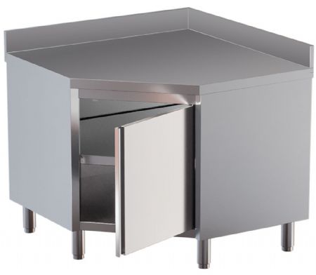Meuble bas professionnel en inox avec dosseret arrière et tablette intermédiaire - Diamond - TAN100D-SA9