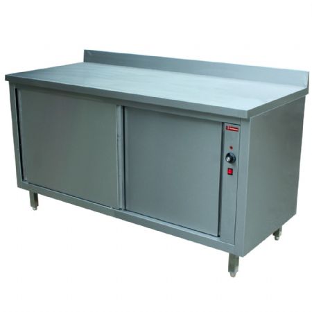 Armoire chauffante professionnelle 2 portes coulissantes avec dosseret 1400x700x880/900(+100) mm - Diamond - TE147/B-D