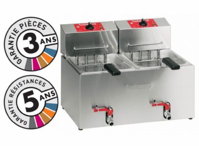 Friteuse électrique de table 2 bacs inox à poser avec 2x7 L puissance 2x3,6 kW Friteuse électrique de table 2 bacs inox à poser avec 2x7 L puissance 2x3,6 kW