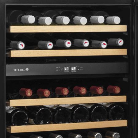 Cave à vins 1 porte vitrée positive noir 131 L +5 à +10 / +10 à +18 °C - Tefcold - TFW200-2S