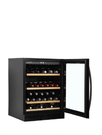 Cave  vin professionnelle noire avec une porte vitre - 48 bouteilles