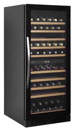 Cave à vin 1 porte vitrée positive noir 250 L +5 à +10 / +10 à +18 °C - Tefcold - TFW300-2F