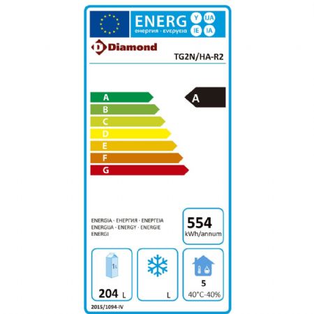 Table frigorifique murale ventilée 2 portes GN 1/1 positive 260 litres 1355x700x880/900(+85) mm - Diamond - TG2N/HA-R2