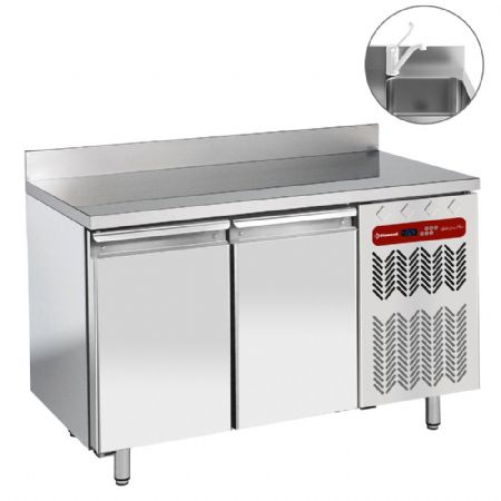 Table réfrigérée professionnelle 2 portes positive avec évier - Diamond - TG2N/HA-R2EV
