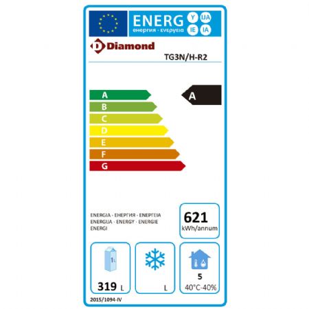 Table frigorifique 3 portes GN 1/1 - classe Energie A - 1805 x 700 x 880/900 mm
