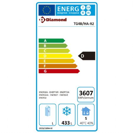 Table négative murale ventilée 4 portes pleines GN 1/1 550 L - Diamond - TG4B/HA-R2