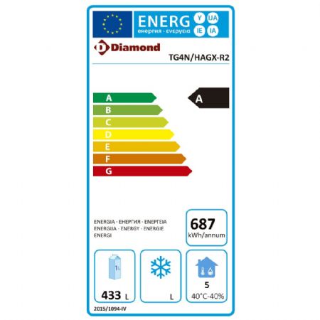 Table frigorifique murale ventilée 4 portes positive 550 L - Diamond - TG4N/HAGX-R2