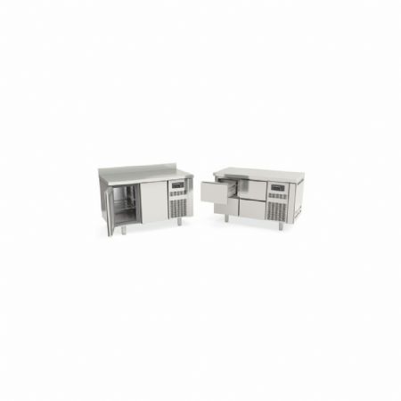 Table desserte réfrigérée positive 2 portes pleines 255 L avec dosseret - Coreco - TGR-135-S