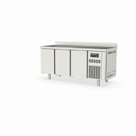 Table desserte réfrigérée positive 3 portes pleines 399 L avec dosseret - Coreco - TGR-180-S