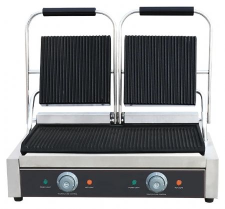 Grill de contact professionnel double plaque fonte moulée liégeoise surface 500x220 mm - Skyrainbow - TH813A