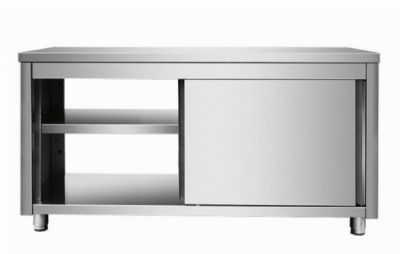 Meuble traversant inox avec portes coulissantes - 2000x700x850mm