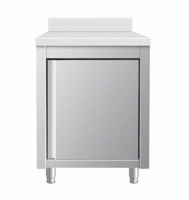 Meuble bas en inox 1 porte battante avec dosseret - 600x600x850+100mm