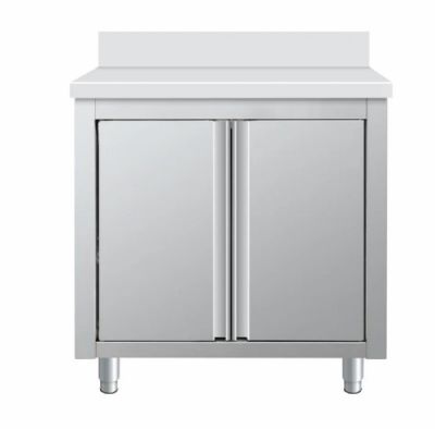 Meuble bas en inox 2 portes battantes avec dosseret - 800x700x850+100mm