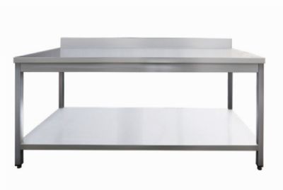 Table de travail inox avec dosseret et tagre infrieure - 700x700x850+100mm