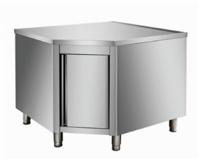 Meuble bas inox angulaire avec porte battante - profondeur 600mm