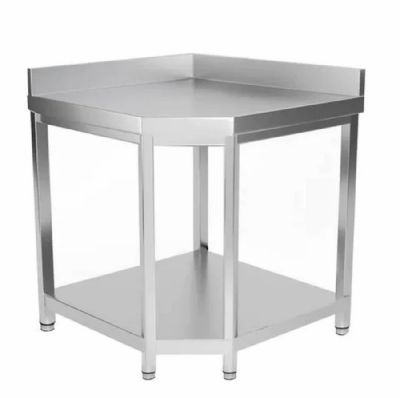 Table de travail inox angulaire avec dosseret - 1000x1000x600x850+100 mm