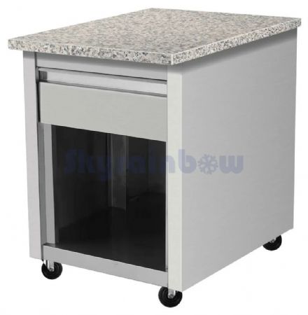 Meuble de caisse professionnel plan de travail en granit 30 mm et façade bois 600x820x855 mm - Skyrainbow - THKT68