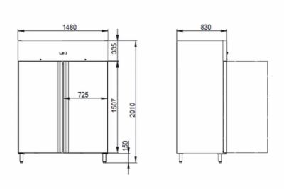 Armoire p�tissi�re n�gative inox 2 portes pleines -18/ -22�C - 1333L