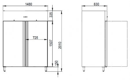 Armoire réfrigérateur positive professionnelle - réfrigéré - 2 portes - 1480 x 830 x 2010 mm - Skyrainbow - THL1410TN