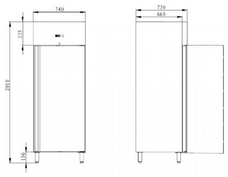 Armoire congélateur professionnelle - réfrigéré négative 1 porte - 740 x 730 x 2010 mm - Skyrainbow - THL580BT