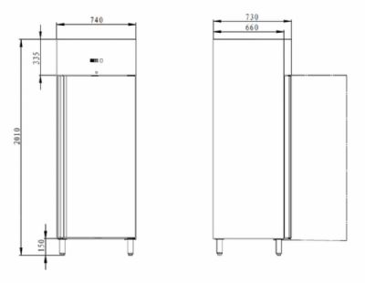 Armoire r�frig�r�e inox 1 porte pleine -2/ +8�C - 525L