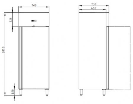 Armoire réfrigérée inox 1 porte pleine -2/ +8°C - 525L