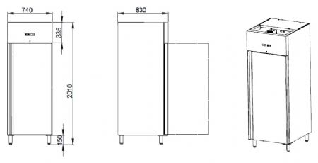 Armoire négative professionnelle 1 porte 610/456 L à froid ventilée - Skyrainbow - THL650BTEC