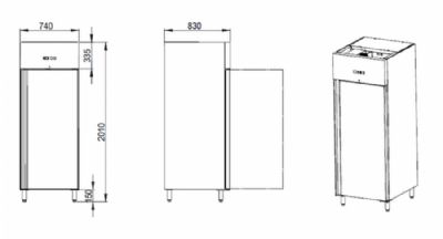 Armoire r�frig�r�e inox 1 porte pleine -2/ +8�C - 610L