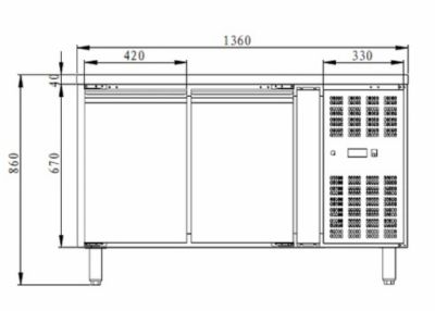 Table desserte rfrigre 2 portes -18 / -22c - 282L