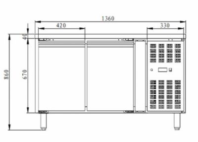 Table desserte rfrigre 2 portes -2 / +8c - 282L