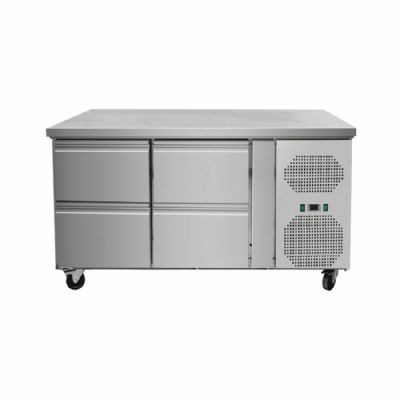 Table de travail rfrigre avec 2 compartiments de 2 tiroirs GN1/1 chacun +2/ +8C - 1360x700x860mm