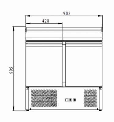 Saladette rfrigre 2 portes positive +2/ +8C avec couvercle 5xGN1/6 - 176L