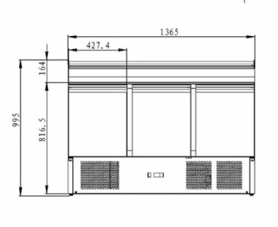 Saladette rfrigre 3 portes positive +2/ +8C avec couvercle 8xGN1/6 - 260L