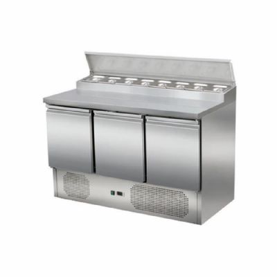 Saladette rfrigre 3 portes positive +2/ +8C avec couvercle 8xGN1/6 - 260L