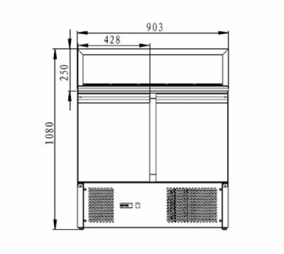 Saladette rfrigre 2 portes avec plan de travail granit +2/ +8C cap 5xGN1/6 - 176L