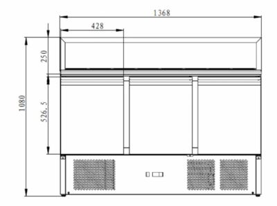 Saladette rfrigre avec plan en granit 3 portes 8xGN1/6 - 368L