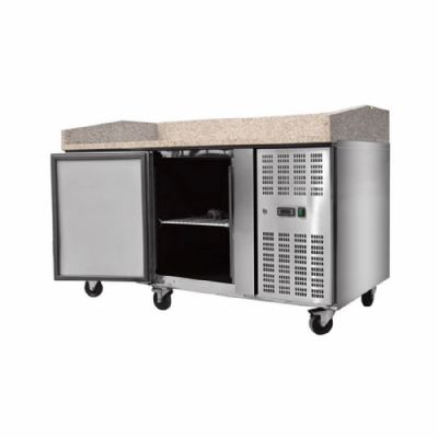 Meuble a pizza positif 1 porte et 1 compartiment de 5 tiroirs avec granit au dessus - 390L