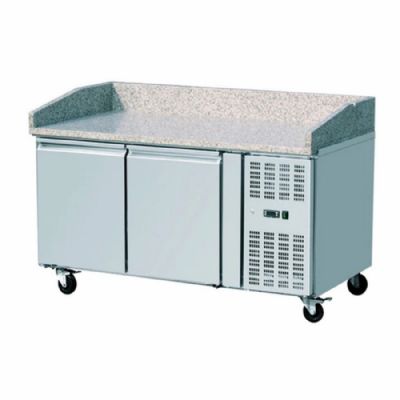 Meuble a pizza positif 2 portes avec granit au dessus - 390L