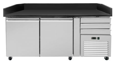 Table réfrigérée avec Granit Noir Galaxy 2 portes, 1620 x 800 x 1000 mm - Skyrainbow - THPZ2600TNSF