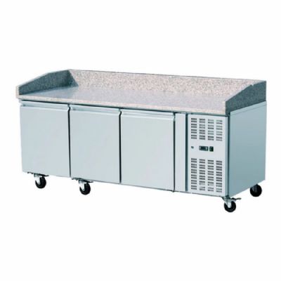 Meuble a pizza positif 2 portes et 1 compartiment de 5 tiroirs avec granit au dessus - 307L
