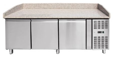 Table réfrigérée à pizza professionnelle 3 portes dessus granit positive - Skyrainbow - THPZ3600TN