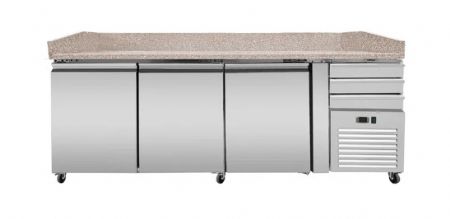 Meuble  pizza avec plan de travail en granit 2 portes -2/ +8C - 2130x800x1000 mm
