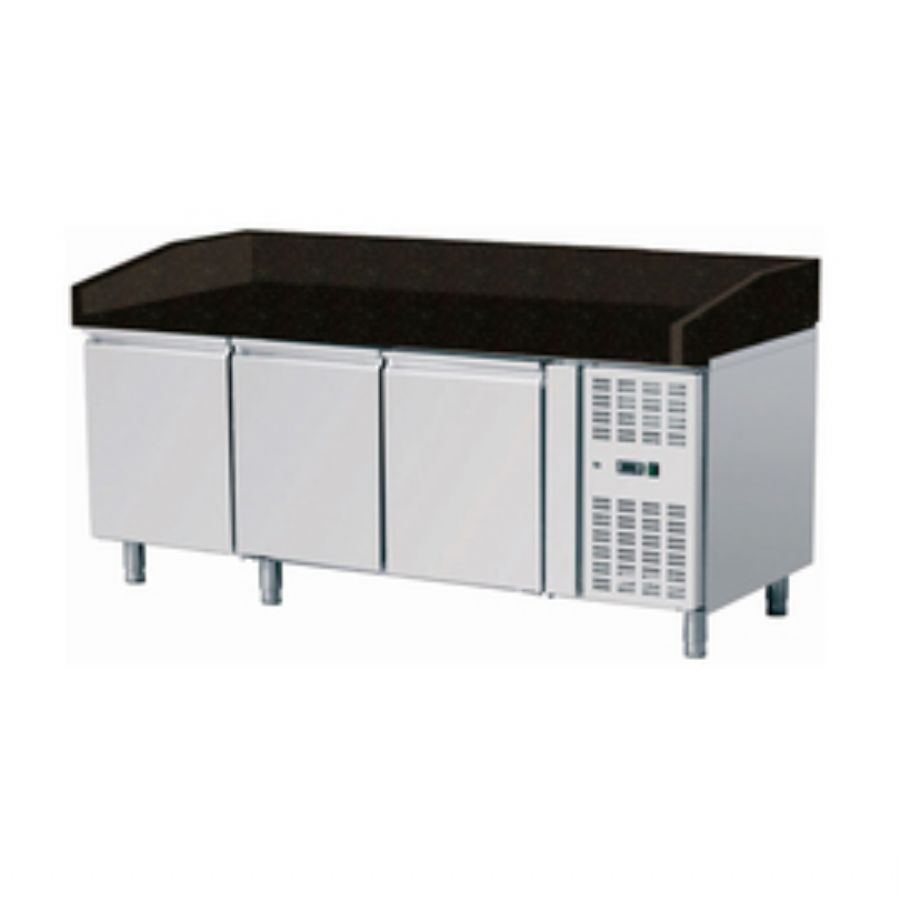 Meuble  pizza avec plan en granit noir 3 portes -2/ +8C - 580L