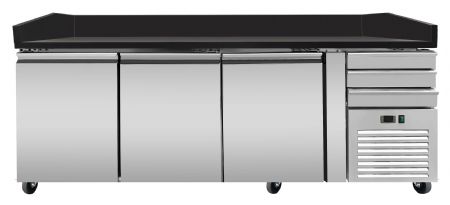 Table à pizza réfrigérée granit Noire Galaxy 3 portes , 2130 x 800 x 1000 mm - Skyrainbow - THPZ3600TNSF Table à pizza réfrigérée granit Noire Galaxy 3 portes , 2130 x 800 x 1000 mm - Skyrainbow - THPZ3600TNSF