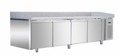 Meuble  pizzas professionnelle 4 portes avec dessus granit