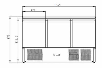 Saladette rfrigre 3 portes positive avec capot 4xGN1/1 - 368 l